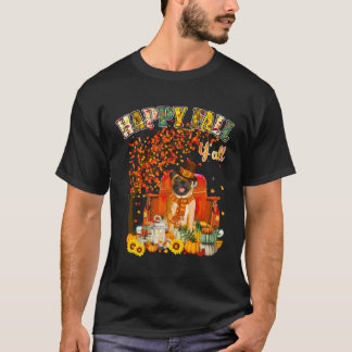 T-shirt Carlin Chien Automne Automne Citrouille Camion Map