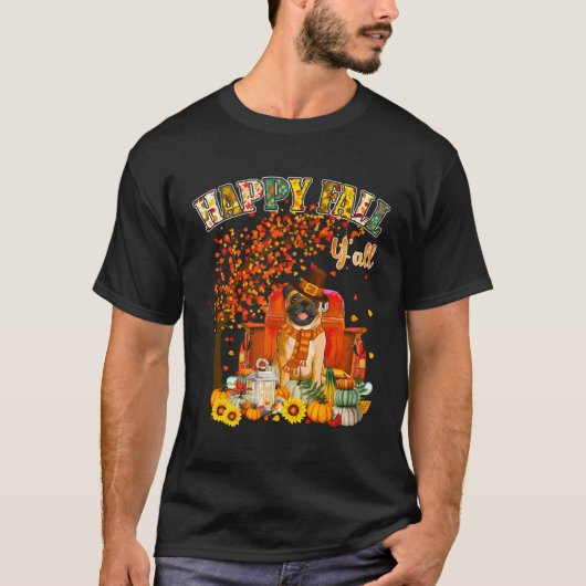 T-shirt Carlin Chien Automne Automne Citrouille Camion Map (Devant)