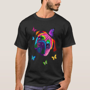 T-shirt Carlin Chien Carlin coloré Papillons colorés Carli