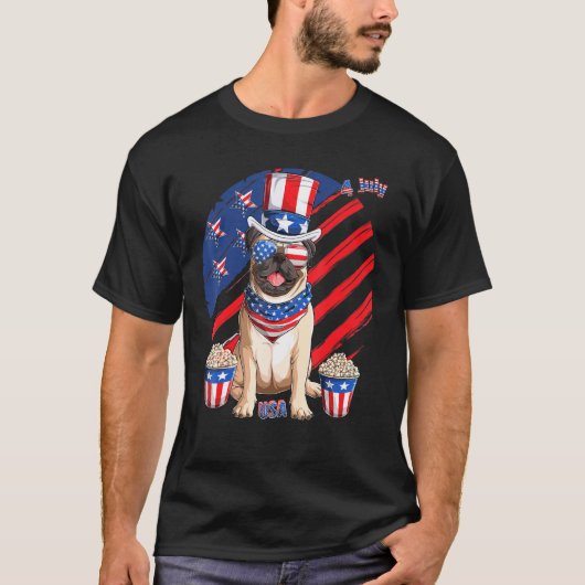 T-shirt Carlin Chien Chien Chien Chien 4 Juillet Patriotiq (Devant)