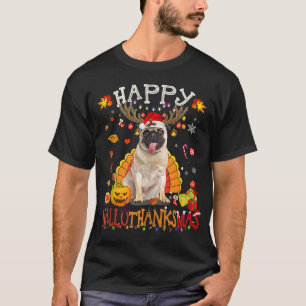 T-shirt Carlin Chien Hallothanksmas Halloween Thanksgivin