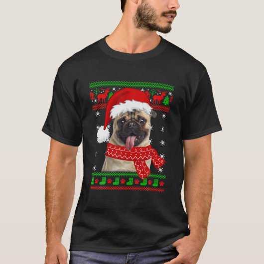 T-shirt Carlin Chien laide Sweater Noël Chiot Amoureux des (Devant)