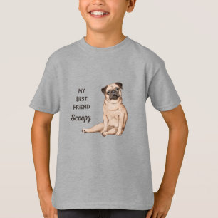 T-shirt Carlin Chien Mon meilleur ami Nom personnalisé T-s
