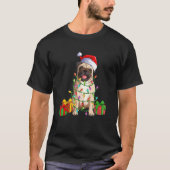 T-shirt Carlin Chien Père Noël Arbre de Noël Lumières Noël (Devant)