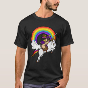 T-shirt Carlin Chien Pirate équitation Unicorne Magique Ar