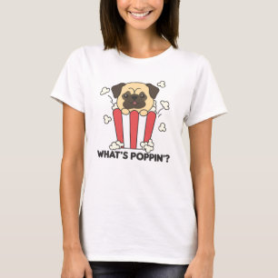 T-shirt Carlin Chien Popcorn Whats Poppin Funny