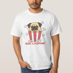 T-shirt Carlin Chien Popcorn Whats Poppin Funny