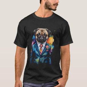 T-shirt Carlin costume chien coloré drôle animal art d'imp