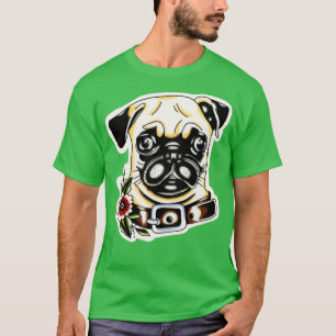 T-shirt Carlin de chien tatouage traditionnel