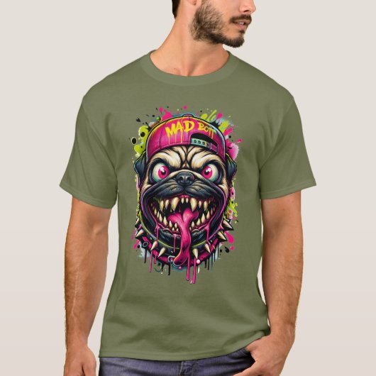 T-shirt Carlin de dessin animé sauvage (Devant)
