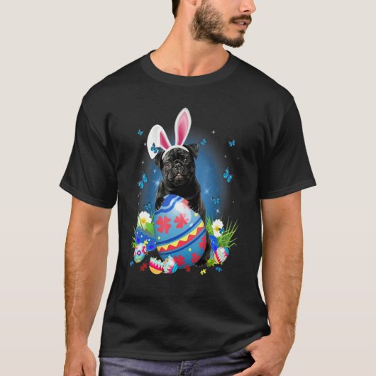 T-shirt Carlin De Lapin Avec Panier D'Oeufs Chasse Aux Fle (Devant)