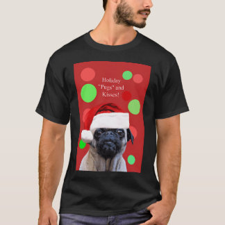 T-shirt Carlin de Noël avec un Chapeau de Père Noël Mignon
