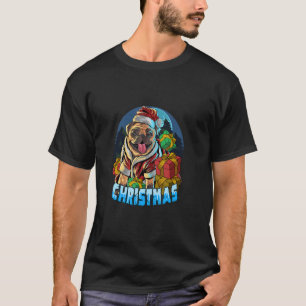 T-shirt Carlin de Noël Carlin de chien Santa Hat Vilain No