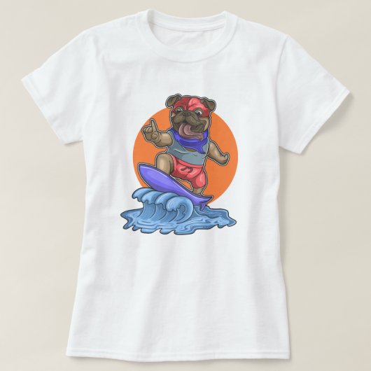 T-shirt Carlin de surf mignon (Design devant)