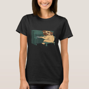T-shirt Carlin drôle jouant Piano T Chemise