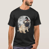 T-shirt Carlin effrayant Chien sorcier Casquette Halloween (Devant)
