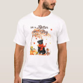 T-shirt Carlin érable Thanksgiving Day mignon chien automn (Devant)