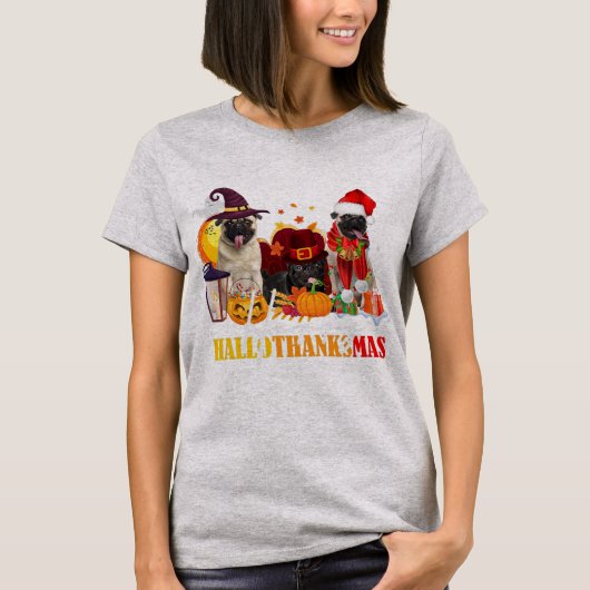 T-shirt Carlin Hallothanksmas Halloween Thanksgiving (Devant)