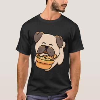 T-shirt Carlin heureux avec un panier de pain