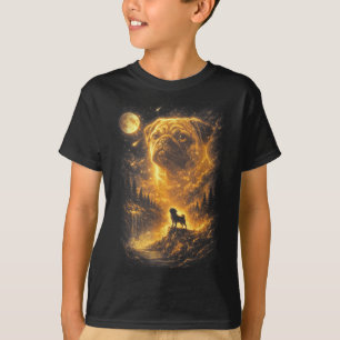T-shirt Carlin hurle lune vintage 90s mème de chien amoure