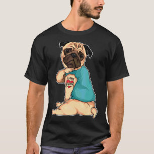 T-shirt Carlin J'Aime Grand-mère Tatouage Vêtements Chien