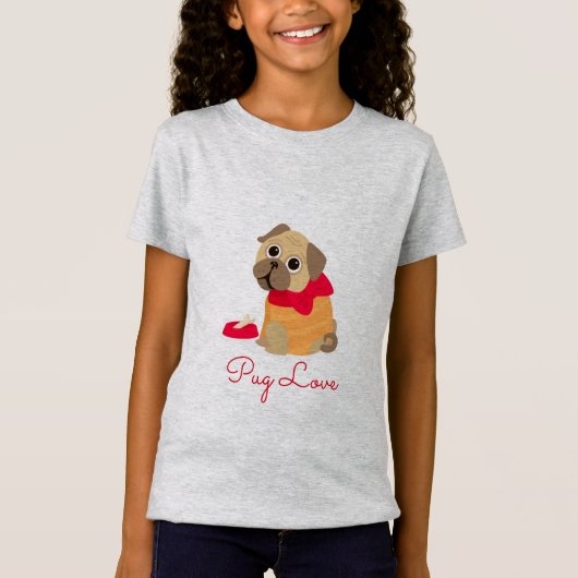 T-Shirt Carlin Love mignon chien carlin amoureux des anima (Devant)