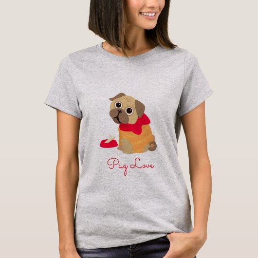 T-shirt Carlin Love mignon chien carlin amoureux des anima (Devant)