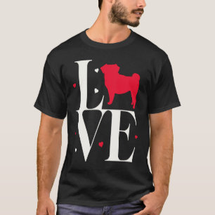 T-shirt Carlin Love Red Valentine's Day Heart for Dog of C