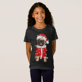 T-Shirt Carlin Lover Xmas Éclairage Santa Hat Carlin Noël (Devant entier)