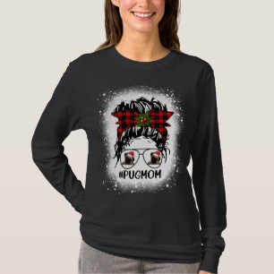 T-shirt Carlin Maman Buffalo Plaid Messy Bun Christmas Ble