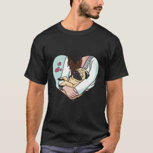 T-shirt Carlin mignon coeur drôle amour amoureux des chien