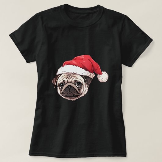 T-shirt Carlin mignon Père Noël Noël xmass Garçons Chien x (Design devant)