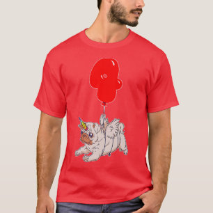 T-shirt Carlin mignon Unicorn4th BirthdayKids Balloon Part
