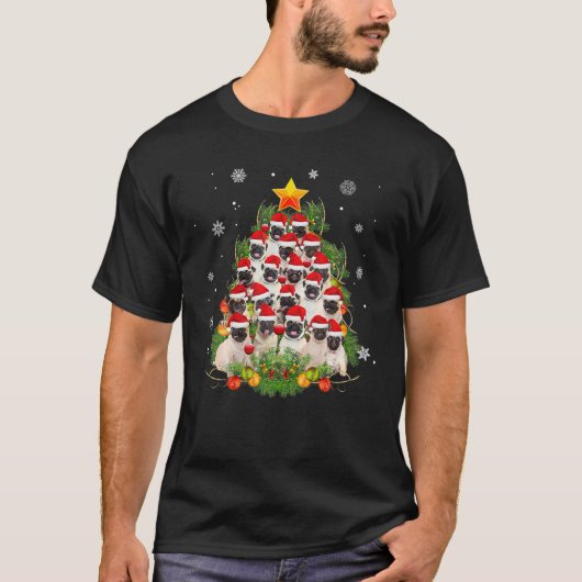 T-shirt Carlin Noël Arbre Drôle Noël Cadeaux Pour Chien Ca (Devant)