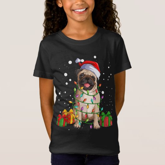 T-Shirt Carlin Noël Arbre Lumières Père Noël Chien Xmas Ca (Devant)
