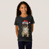 T-Shirt Carlin Noël Arbre Lumières Père Noël Chien Xmas Dr (Devant entier)