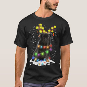 T-shirt Carlin noir Blinker Nice chien Carlin de Noël Chri