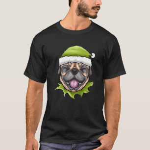 T-shirt Carlin Pékinois déguisé en elfe pour Noël