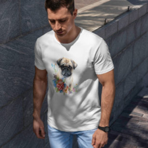 T-shirt Carlin Puppy Pet Aquarelle