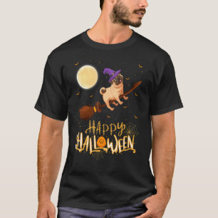 T-shirt Carlin Ride Sorcière Shotgun Carlin chien Hallowee
