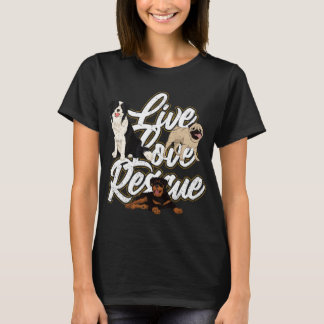 T-shirt carlin rottie bordure collie vivre amour secourir 