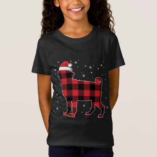T-Shirt Carlin rouge de Noël Santa Hat Pajama Chien cadeau (Devant)