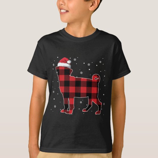 T-shirt Carlin rouge de Noël Santa Hat Pajama Chien cadeau (Devant)