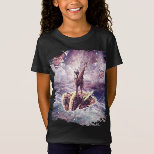 T-Shirt Carlin spatial équitation Giraffe Unicorne - Pizza (Devant)