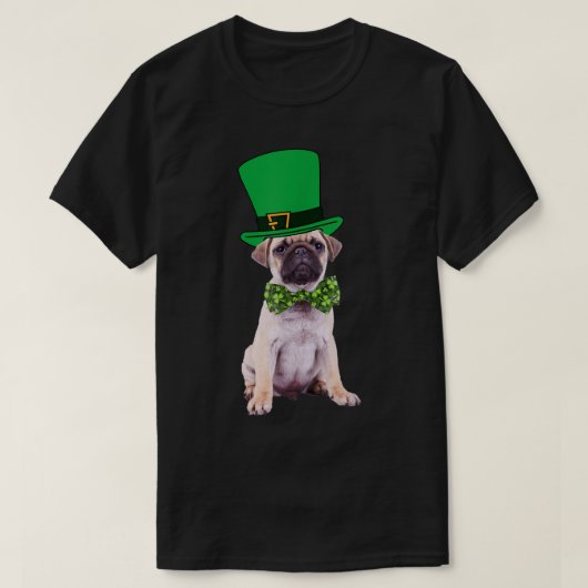 T-shirt Carlin St Patrick's Day Chien costume vert Leprech (Design devant)