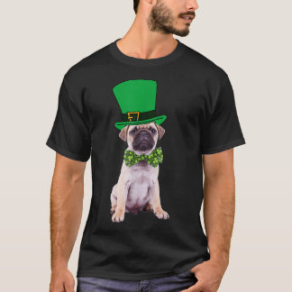 T-shirt Carlin St Patrick's Day Chien costume vert Leprech