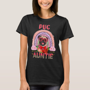 T-shirt Carlin Tante Mignonne Arc-en-ciel Fleurs de chien