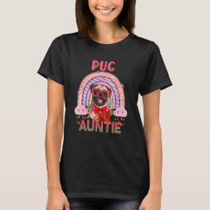 T-shirt Carlin Tante Mignonne Arc-en-ciel Fleurs de chien