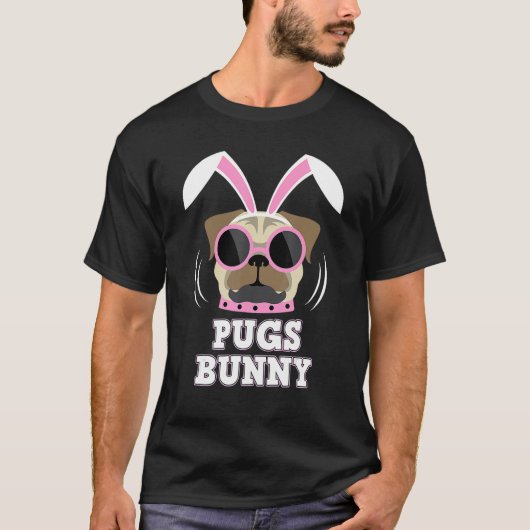 T-shirt Carlins Bunny Happy Pâques Puggy Rabbit Carlin ani (Devant)