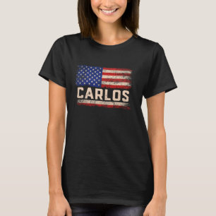 T-shirt Carlos Prénom Chemise Carlos Nom Drapeau Américain